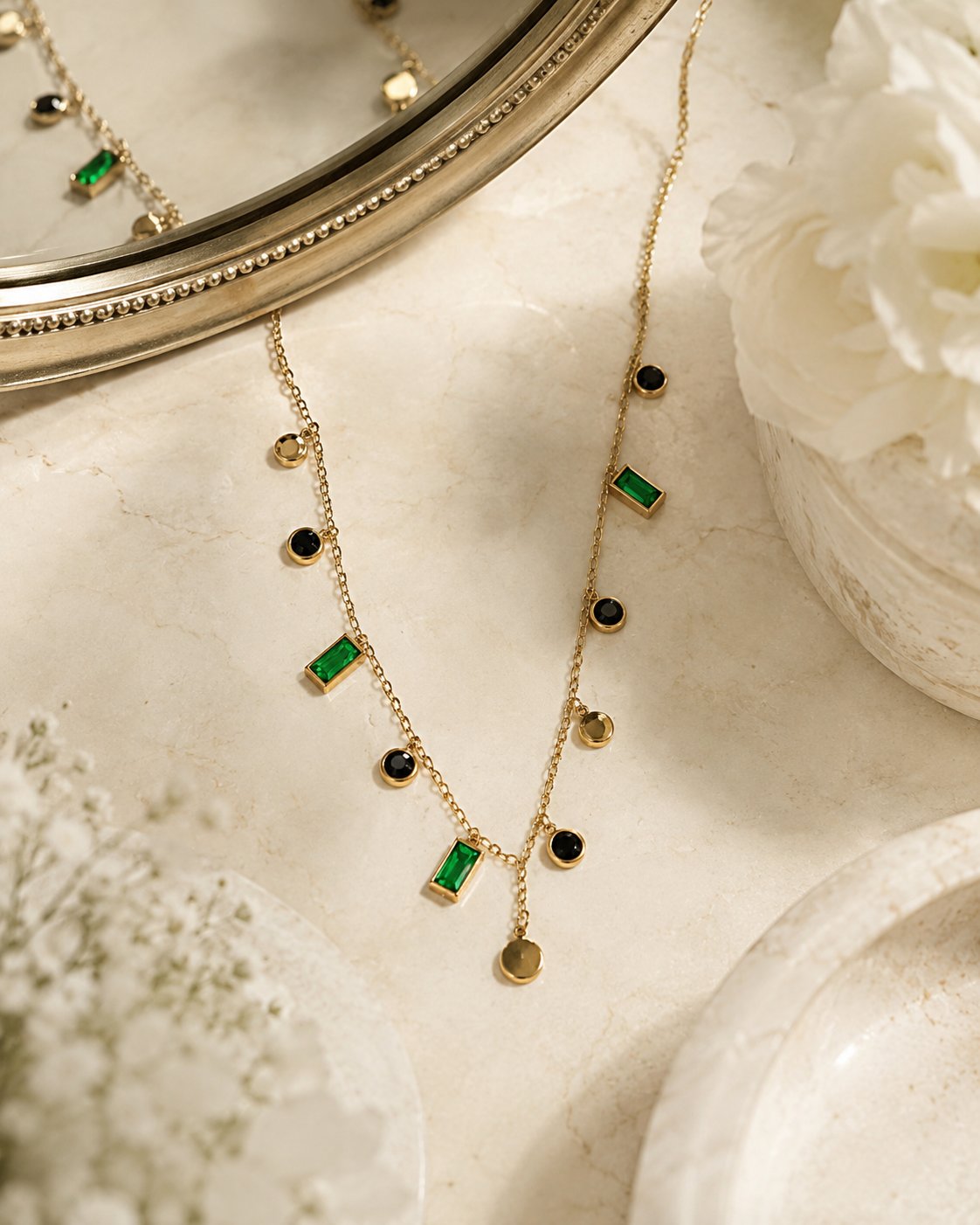 Emerald Noir Charm Necklace