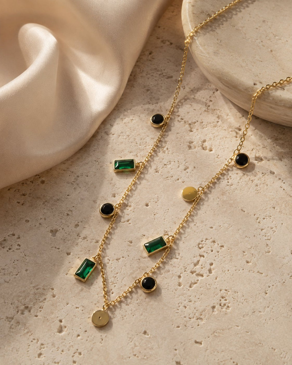 Emerald Noir Charm Necklace