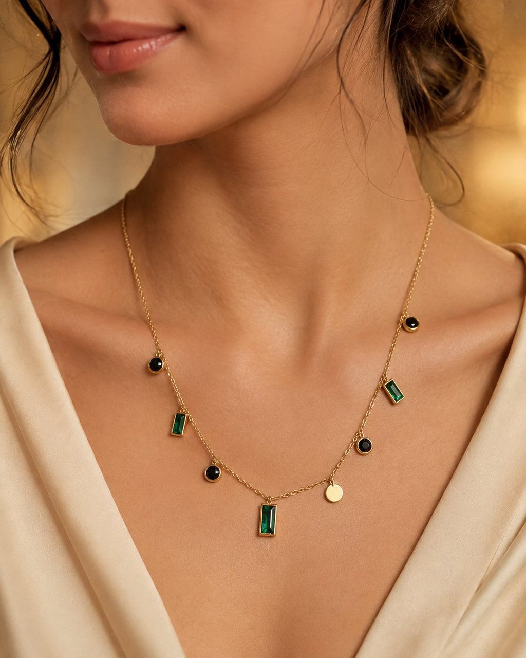 Emerald Noir Charm Necklace