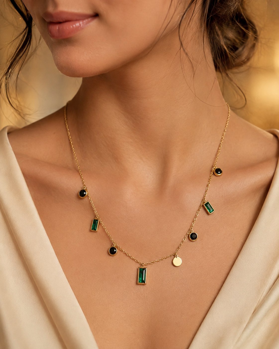 Emerald Noir Charm Necklace