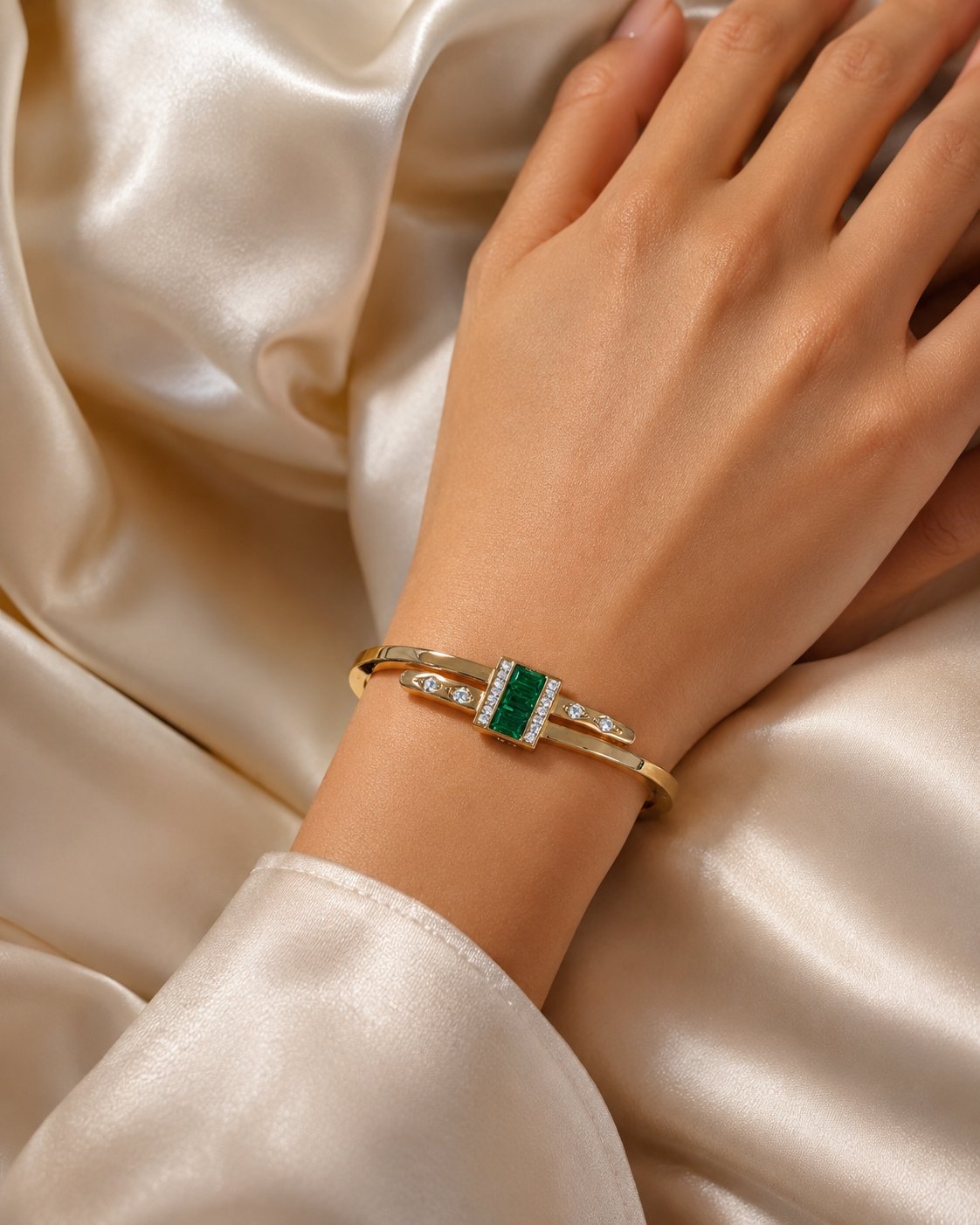 Emerald Radiance Geometric Bangle