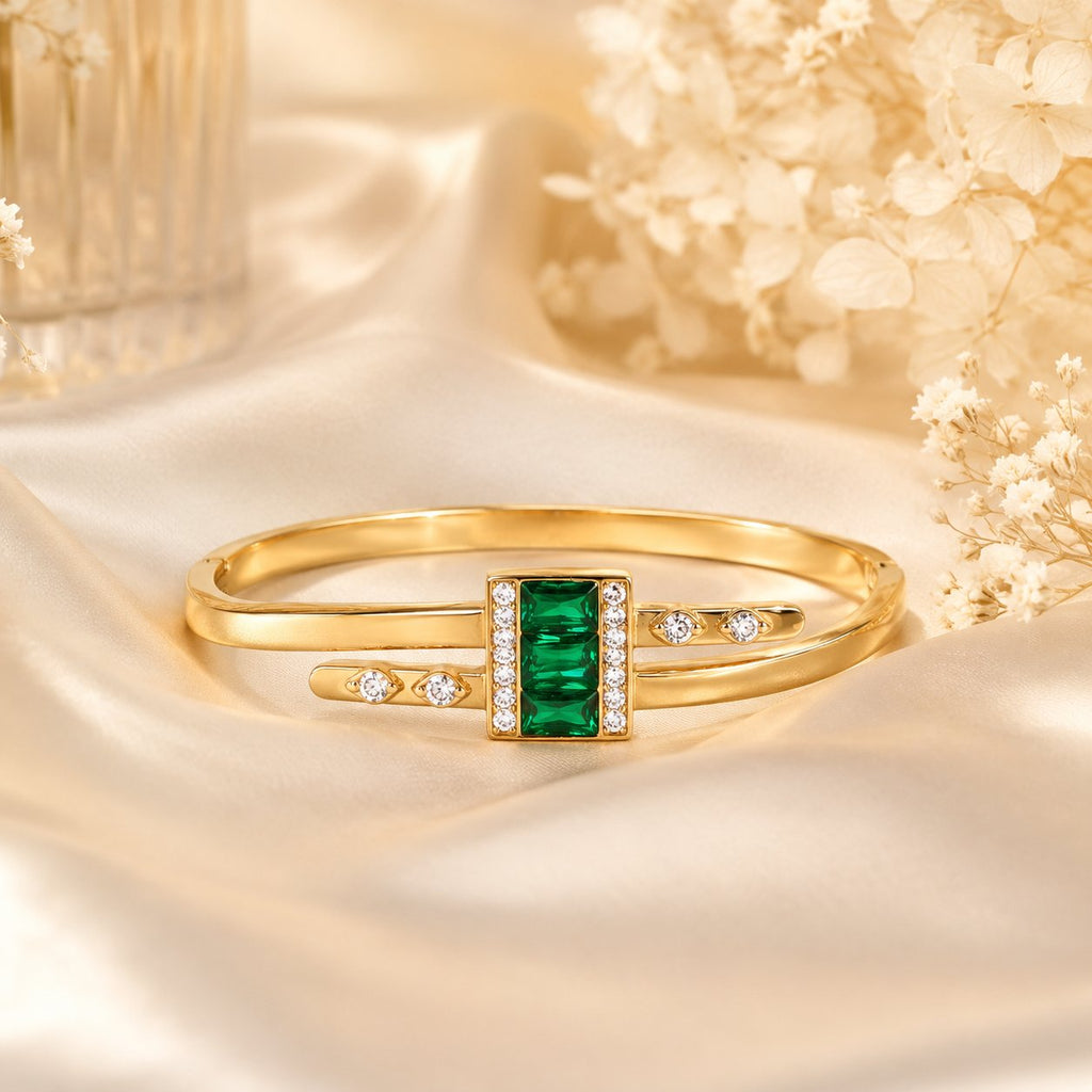 Emerald Radiance Geometric Bangle