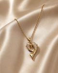 Eternal Dolphins Crystal Heart Necklace