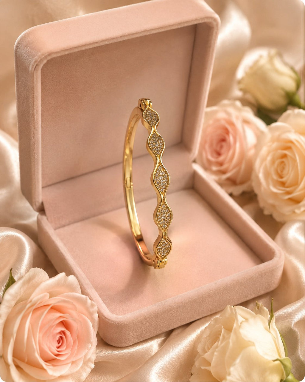 Gilded Wave Pavé Bangle
