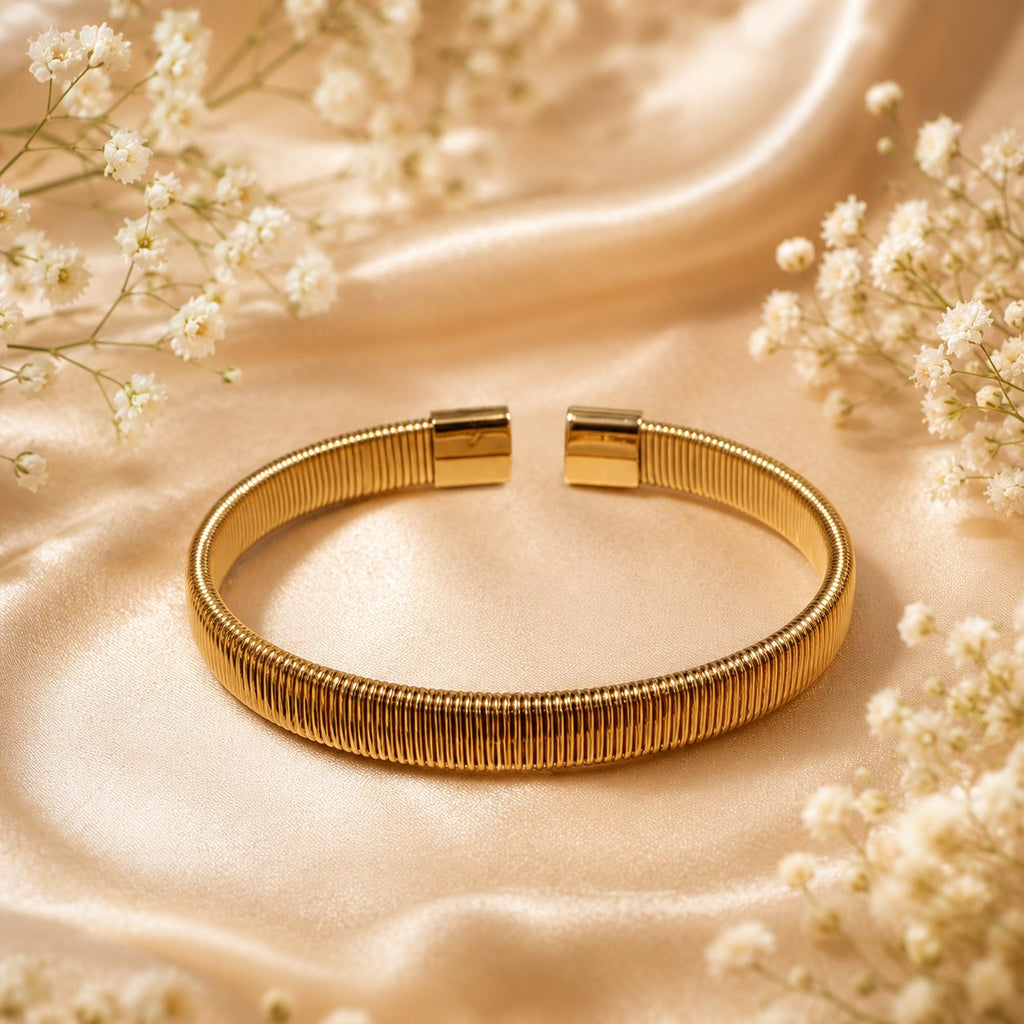 Golden Ribbed Open Cuff
