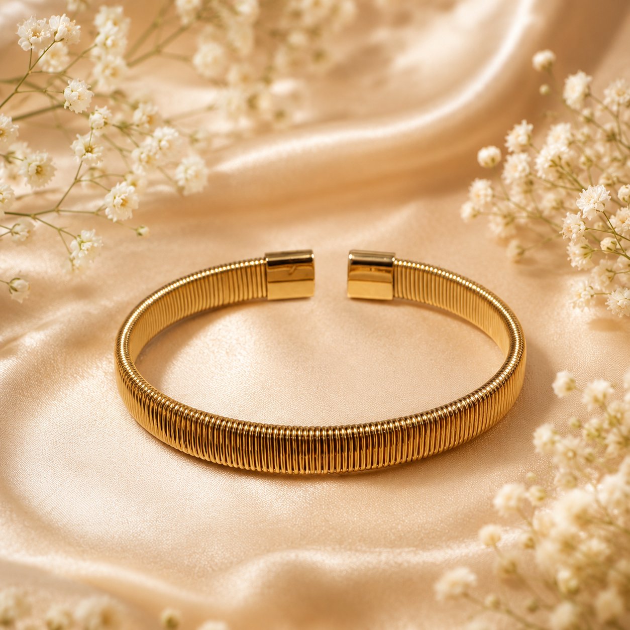 Golden Ribbed Open Cuff