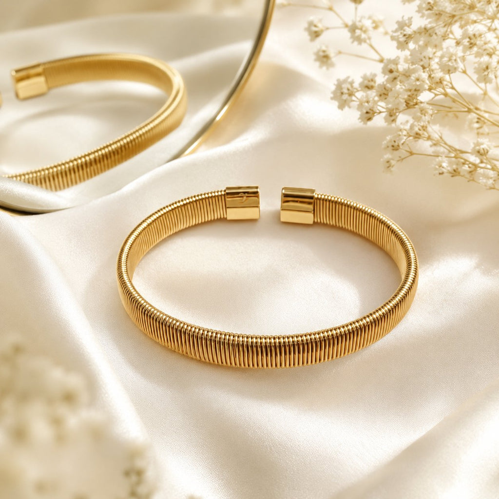 Golden Ribbed Open Cuff
