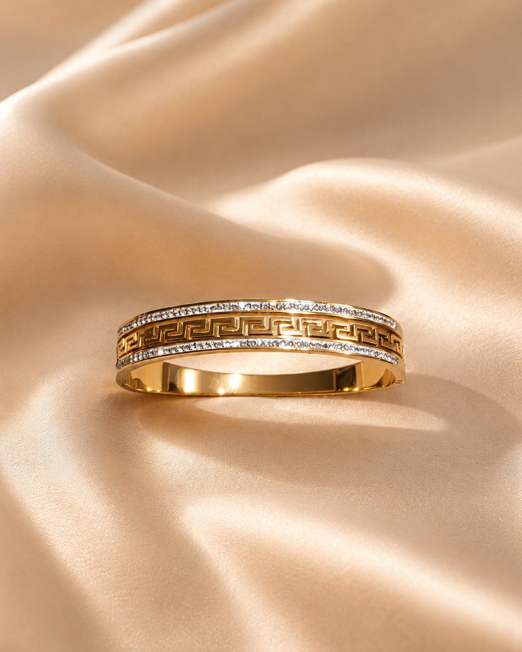 Grecian Key Crystal Bangle