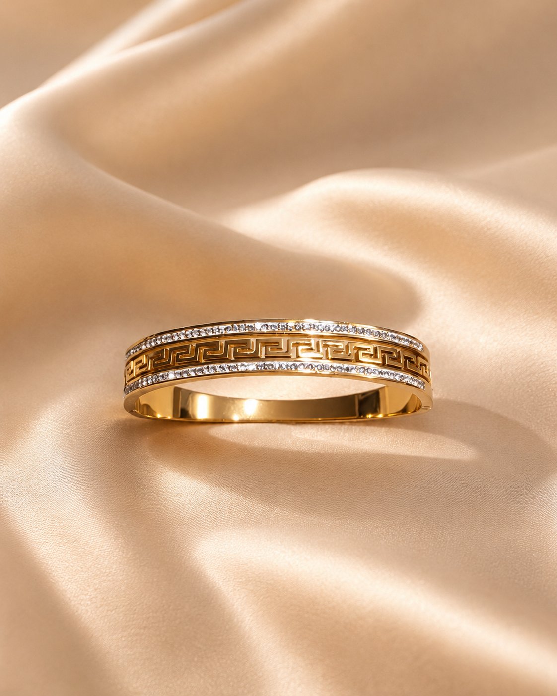 Grecian Key Crystal Bangle