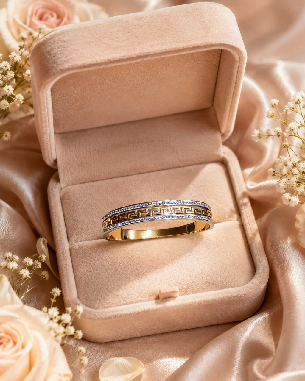 Grecian Key Crystal Bangle