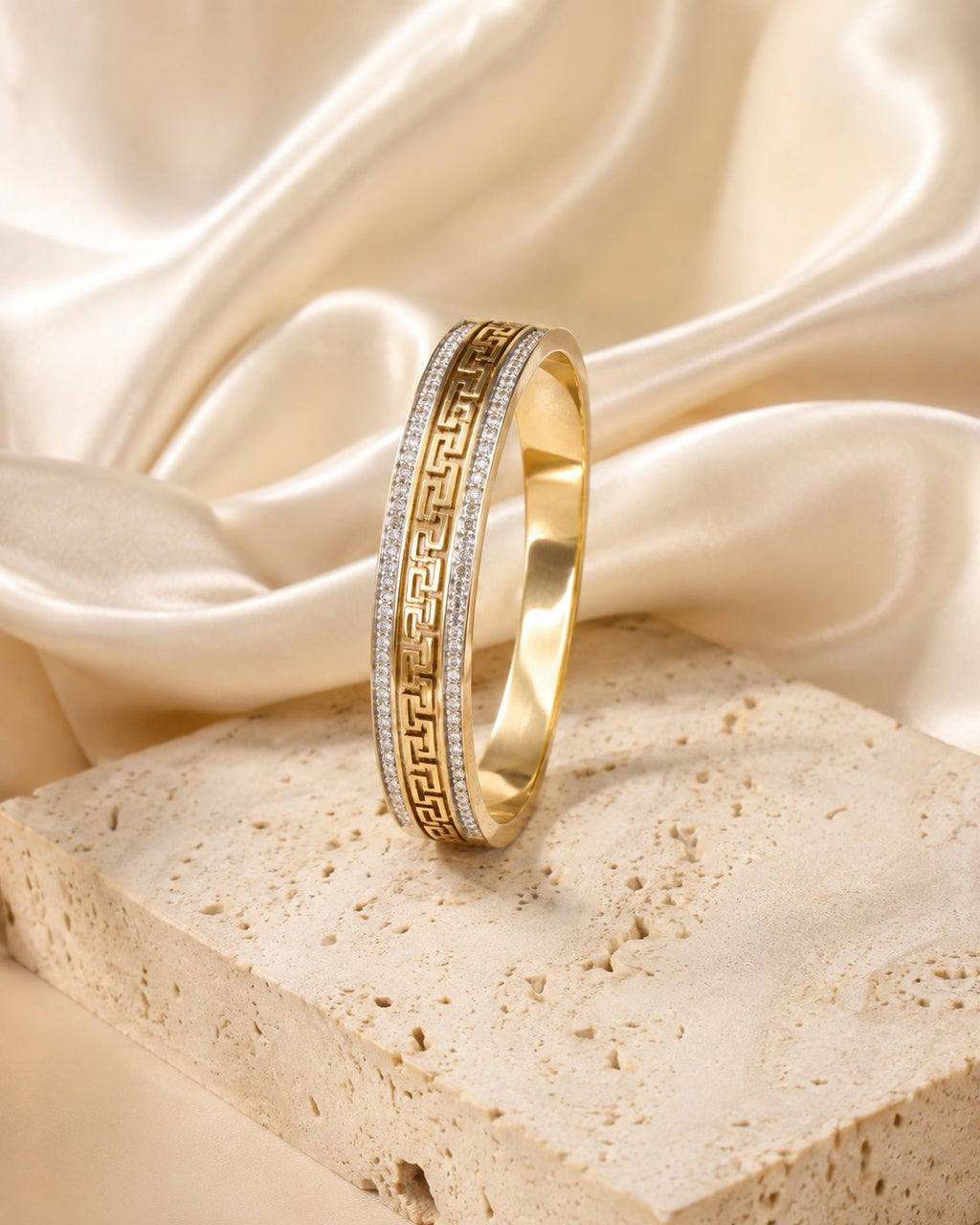 Grecian Key Crystal Bangle