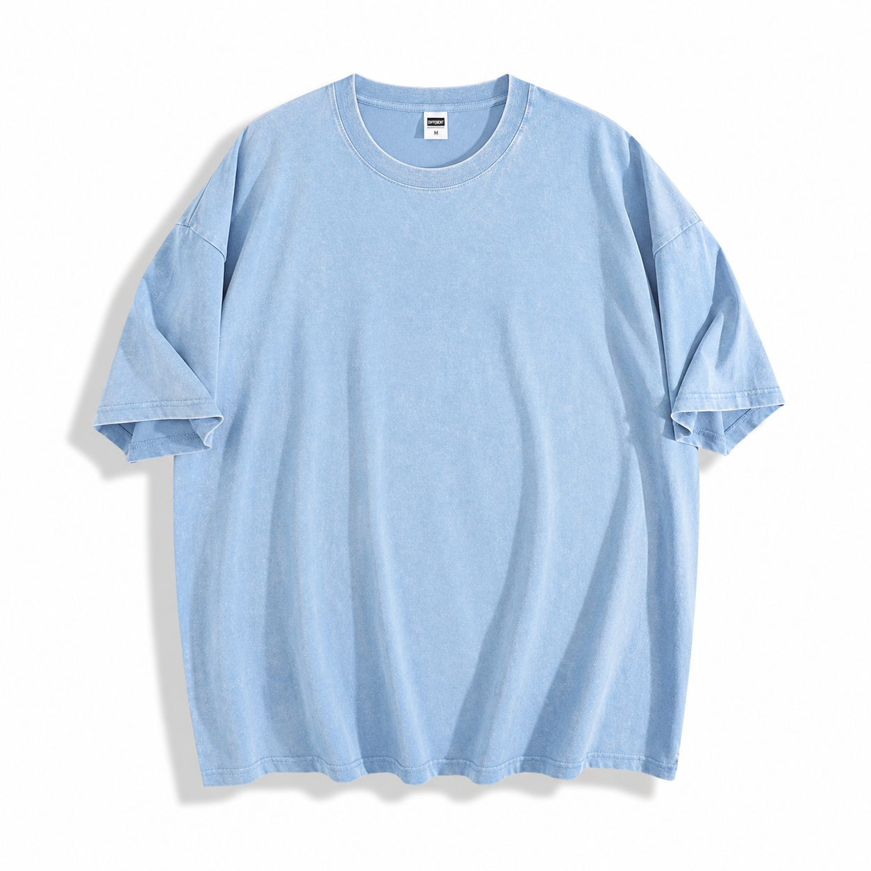 Custom Acid Wash Heavyweight Oversized Unisex T-Shirt blank garment in Light Blue