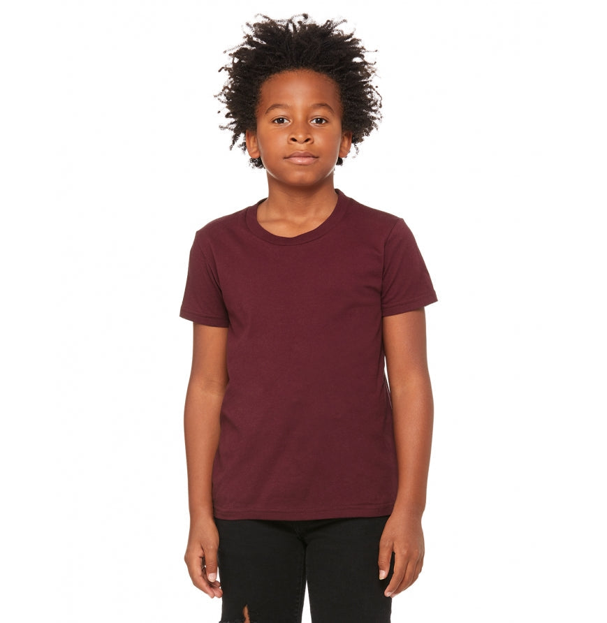 Custom Bella Canvas 3001Y Youth T-Shirt blank garment in Maroon