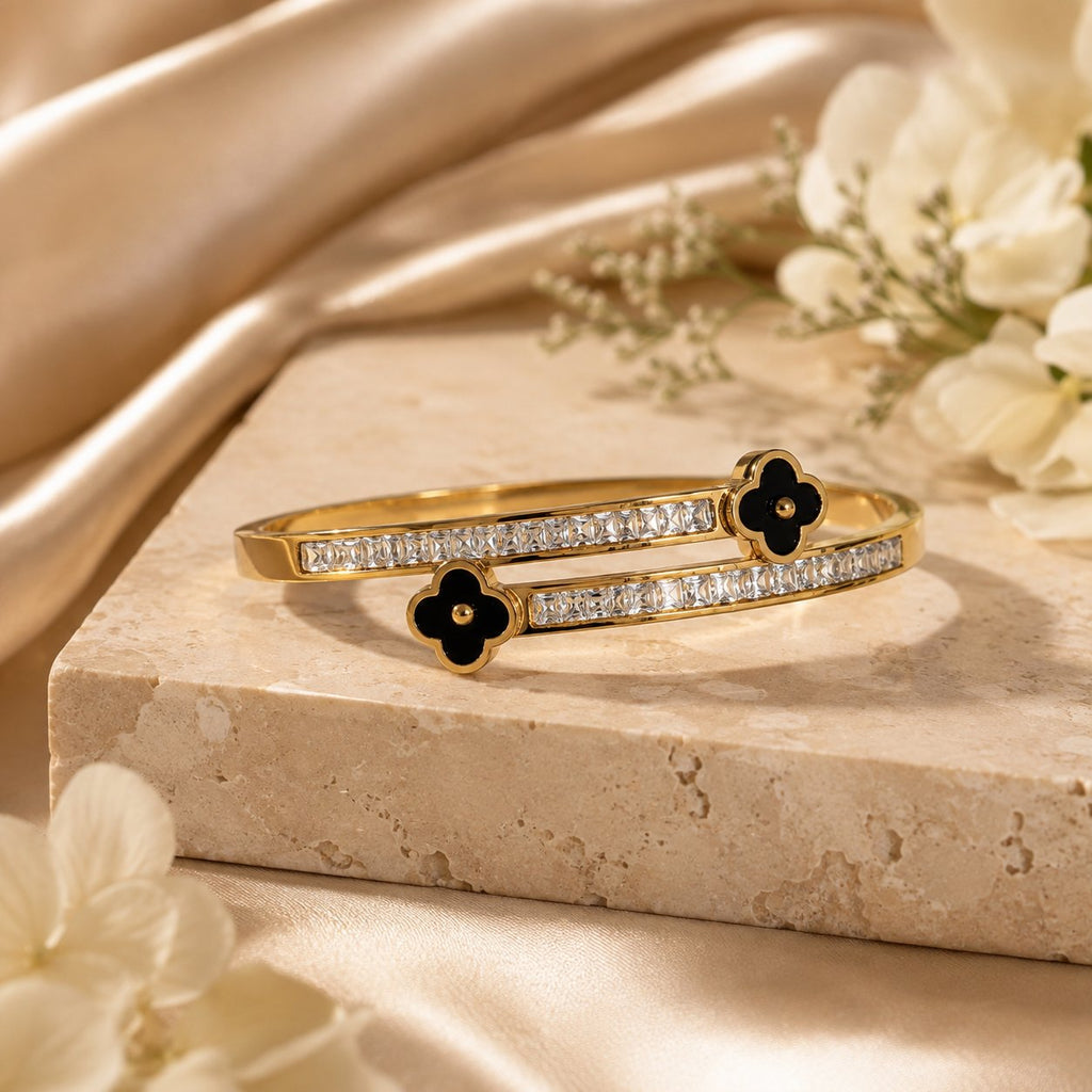Midnight Clover Crossover Bangle