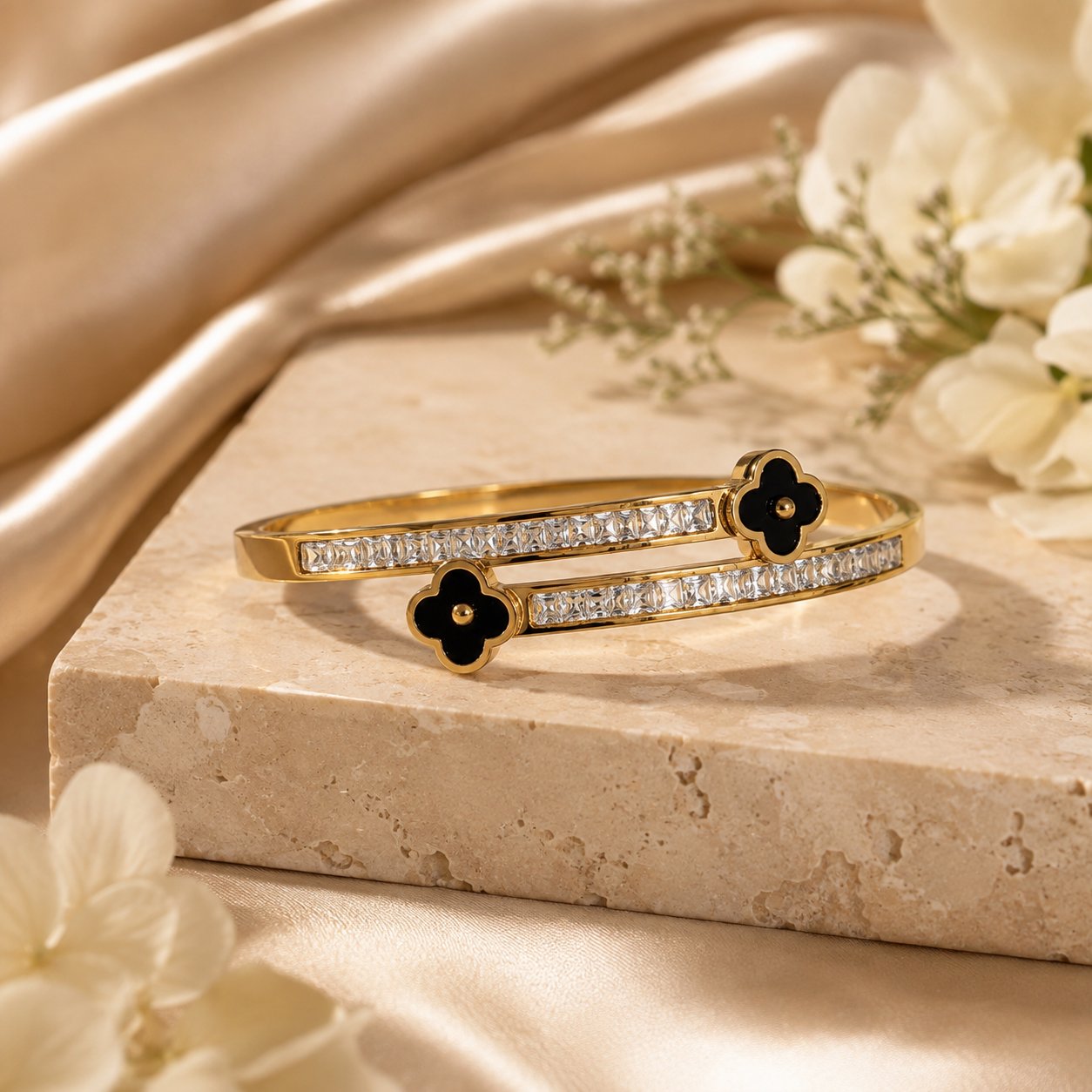 Midnight Clover Crossover Bangle