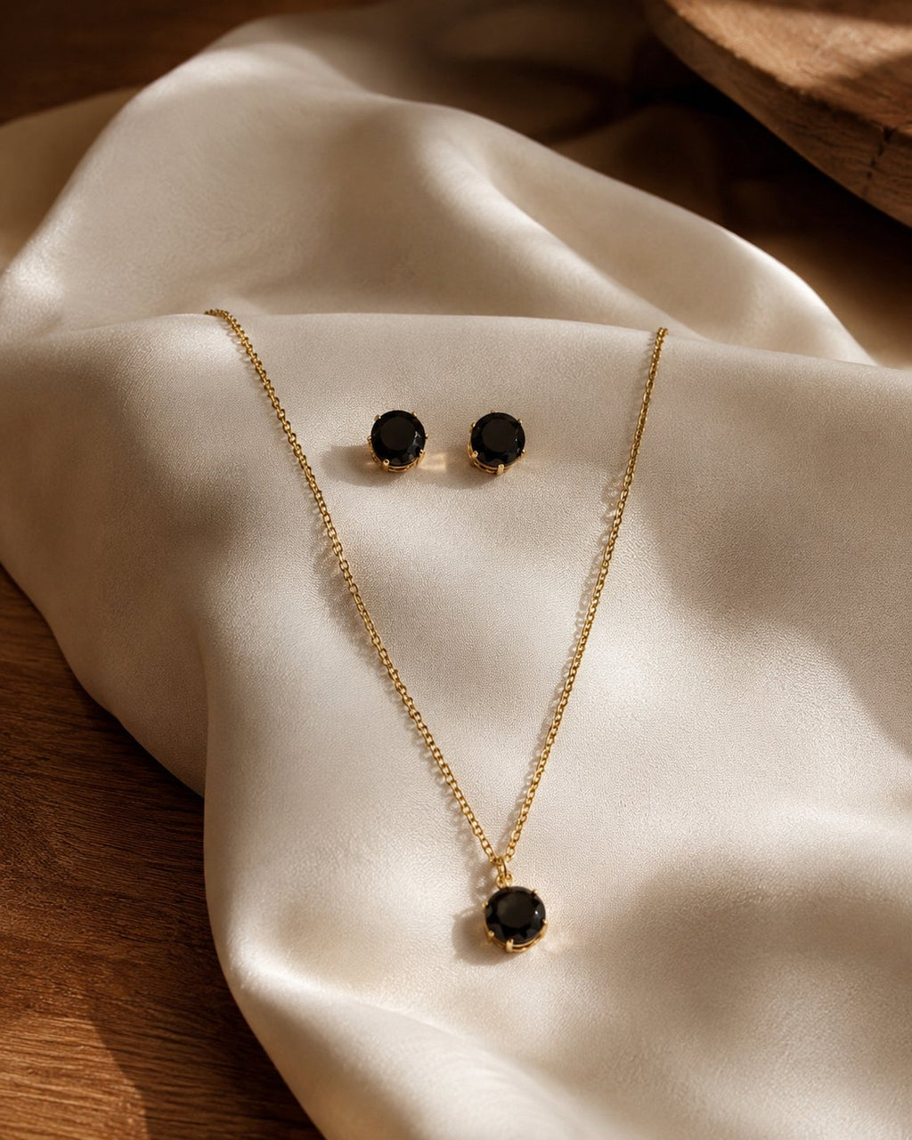 Midnight Solitaire Necklace & Stud Set