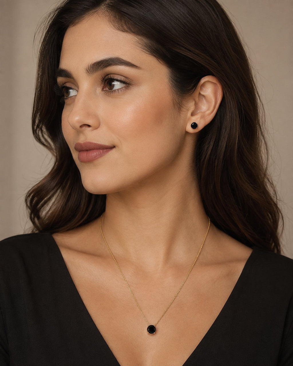 Midnight Solitaire Necklace & Stud Set
