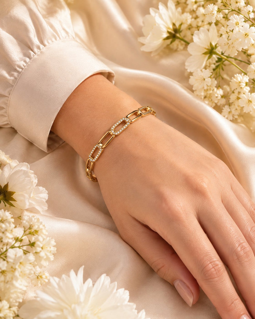 Modern Link Crystal Bangle