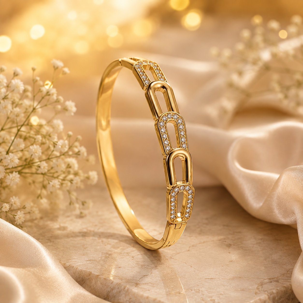 Modern Link Crystal Bangle
