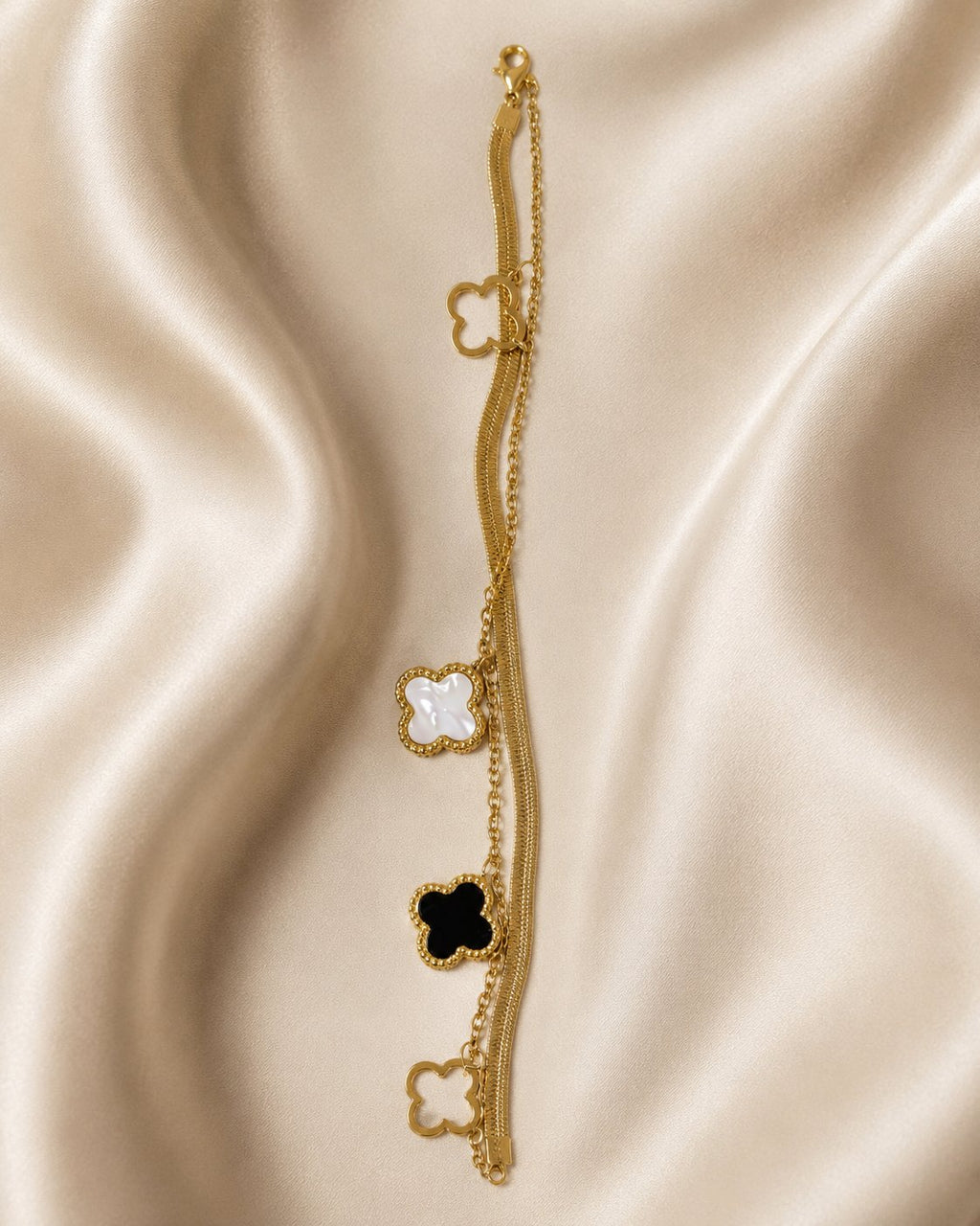 Monochrome Clover Layered Bracelet