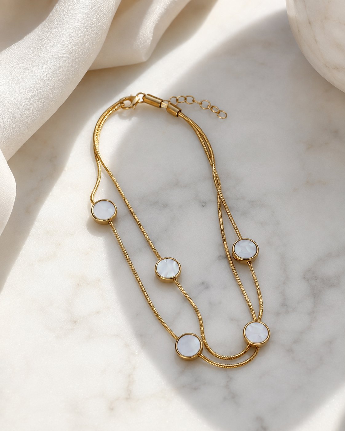 Pearl Moon Layered Anklet