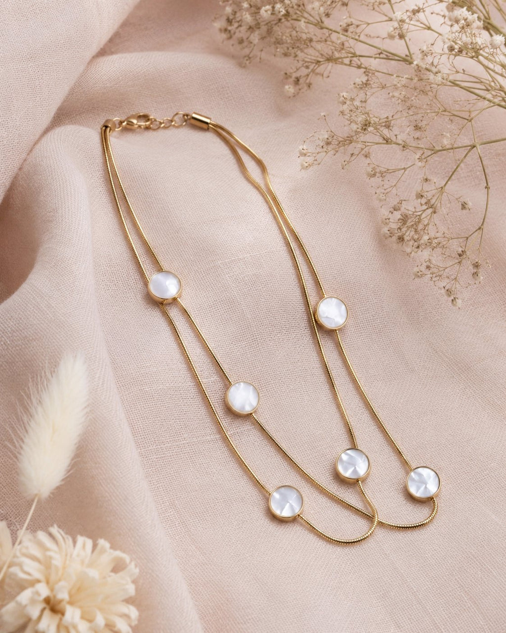 Pearl Moon Layered Anklet