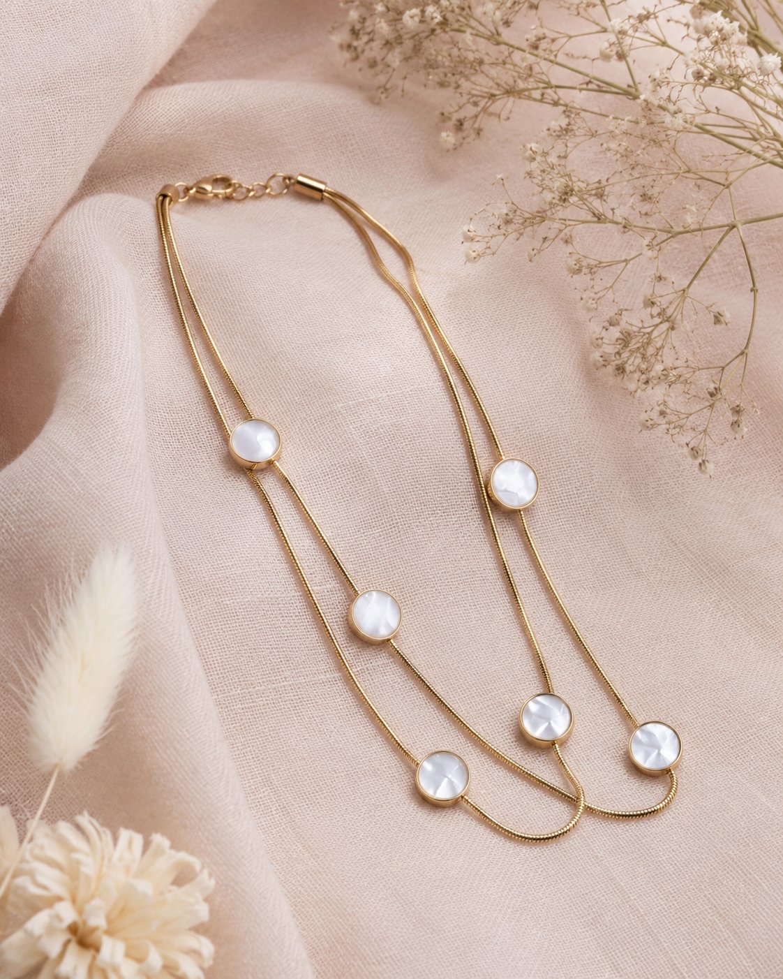 Pearl Moon Layered Anklet