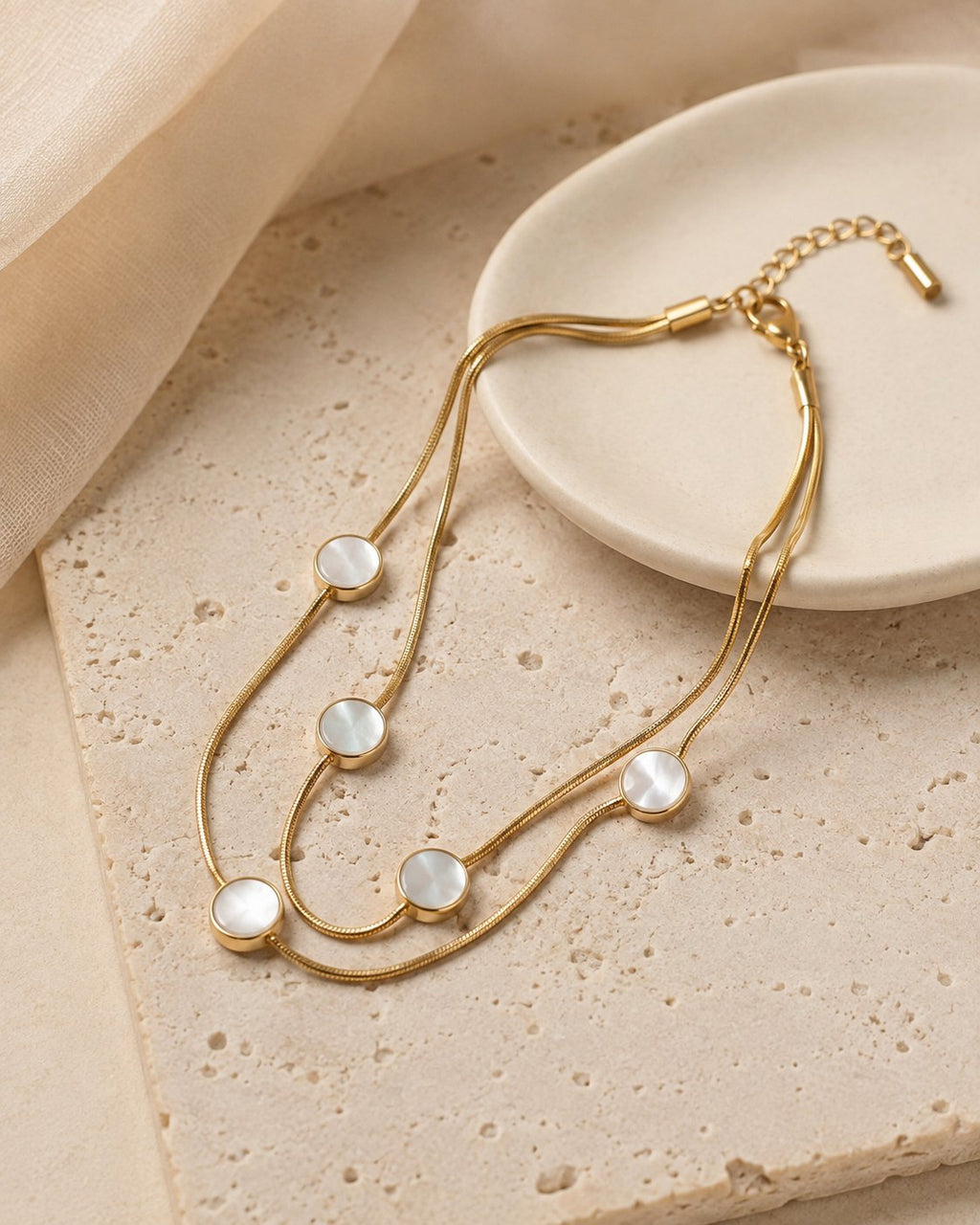 Pearl Moon Layered Anklet