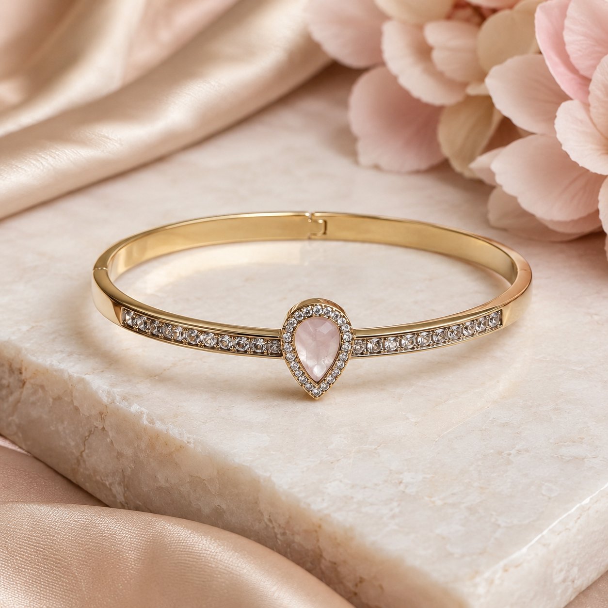 Pearlescent Teardrop Crystal Bangle