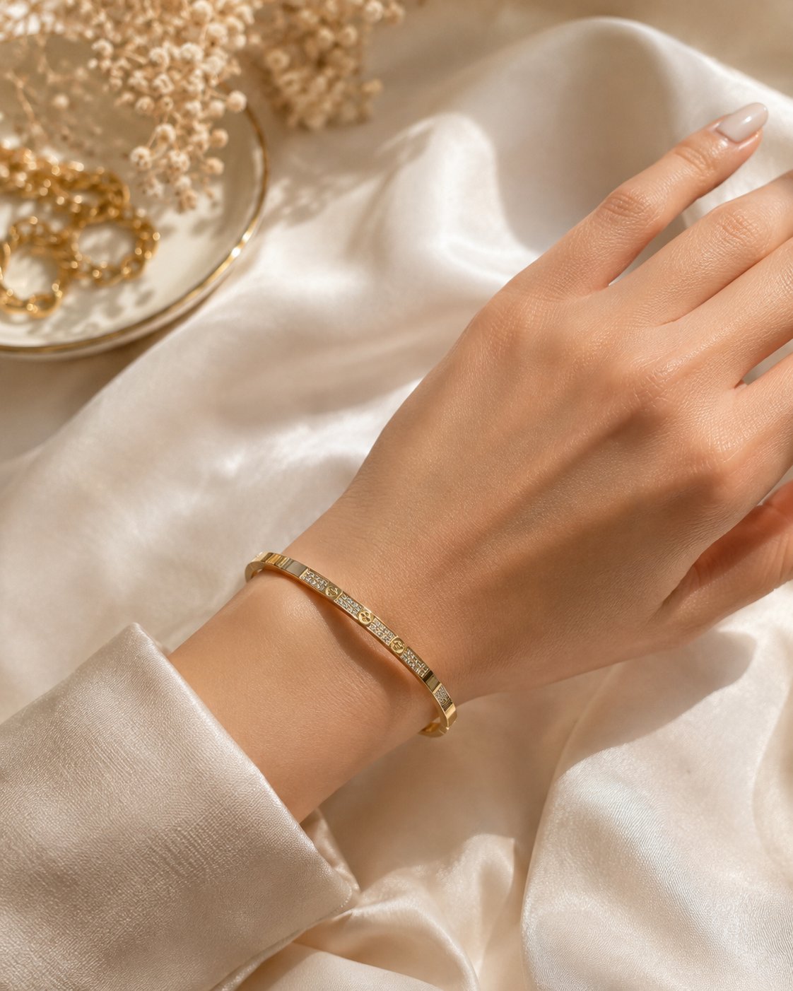 Petite Blossom Crystal Bar Bangle