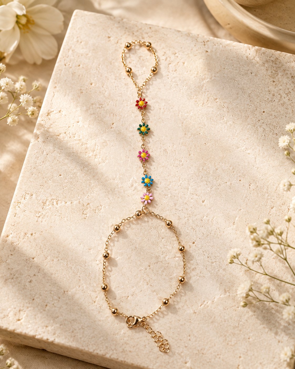 Rainbow Daisy Hand Chain