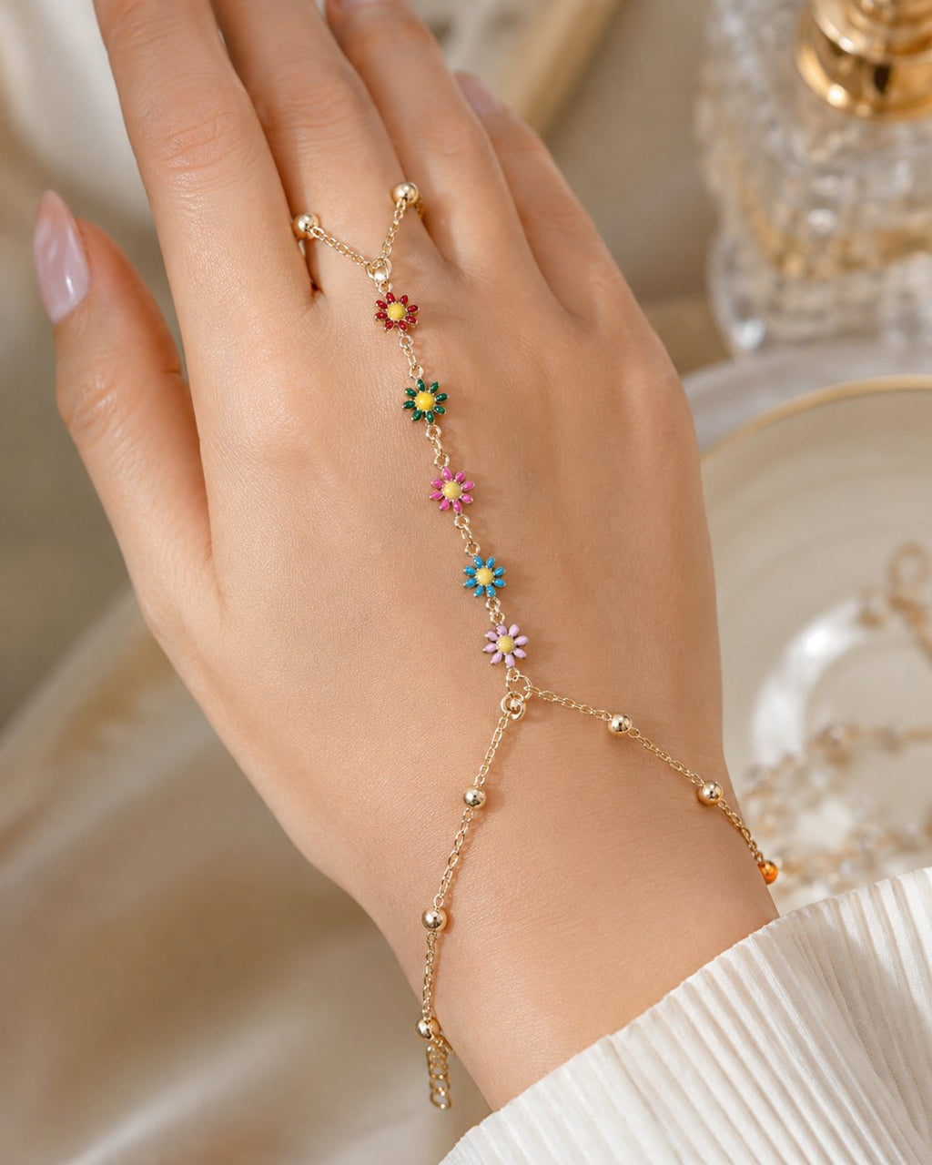 Rainbow Daisy Hand Chain