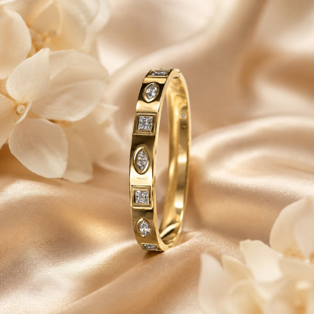Regal Mixed-Cut Crystal Bangle