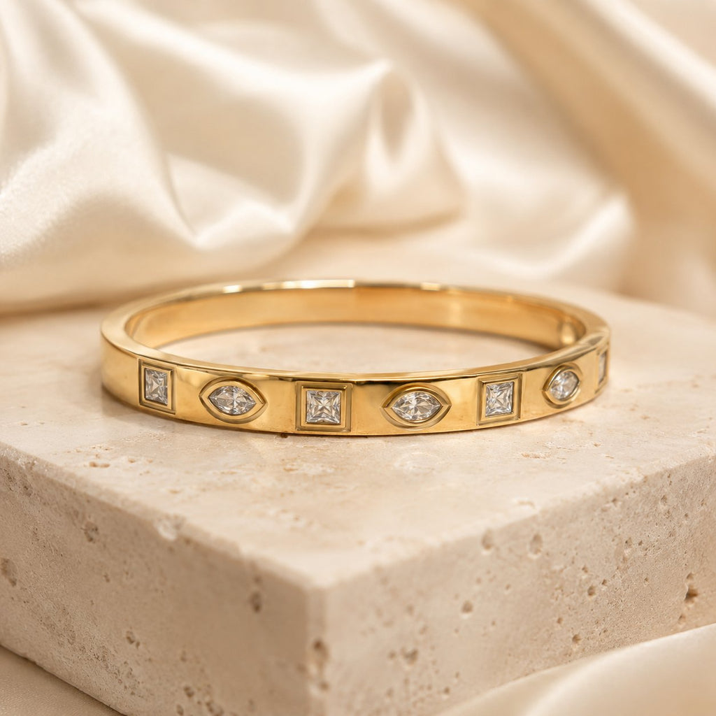 Regal Mixed-Cut Crystal Bangle