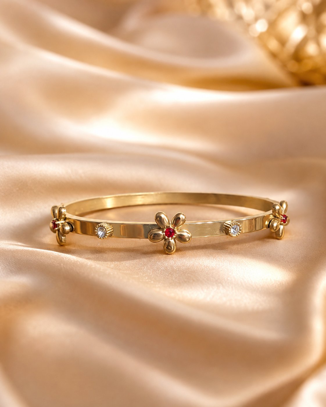 Ruby Bloom Floral Bangle