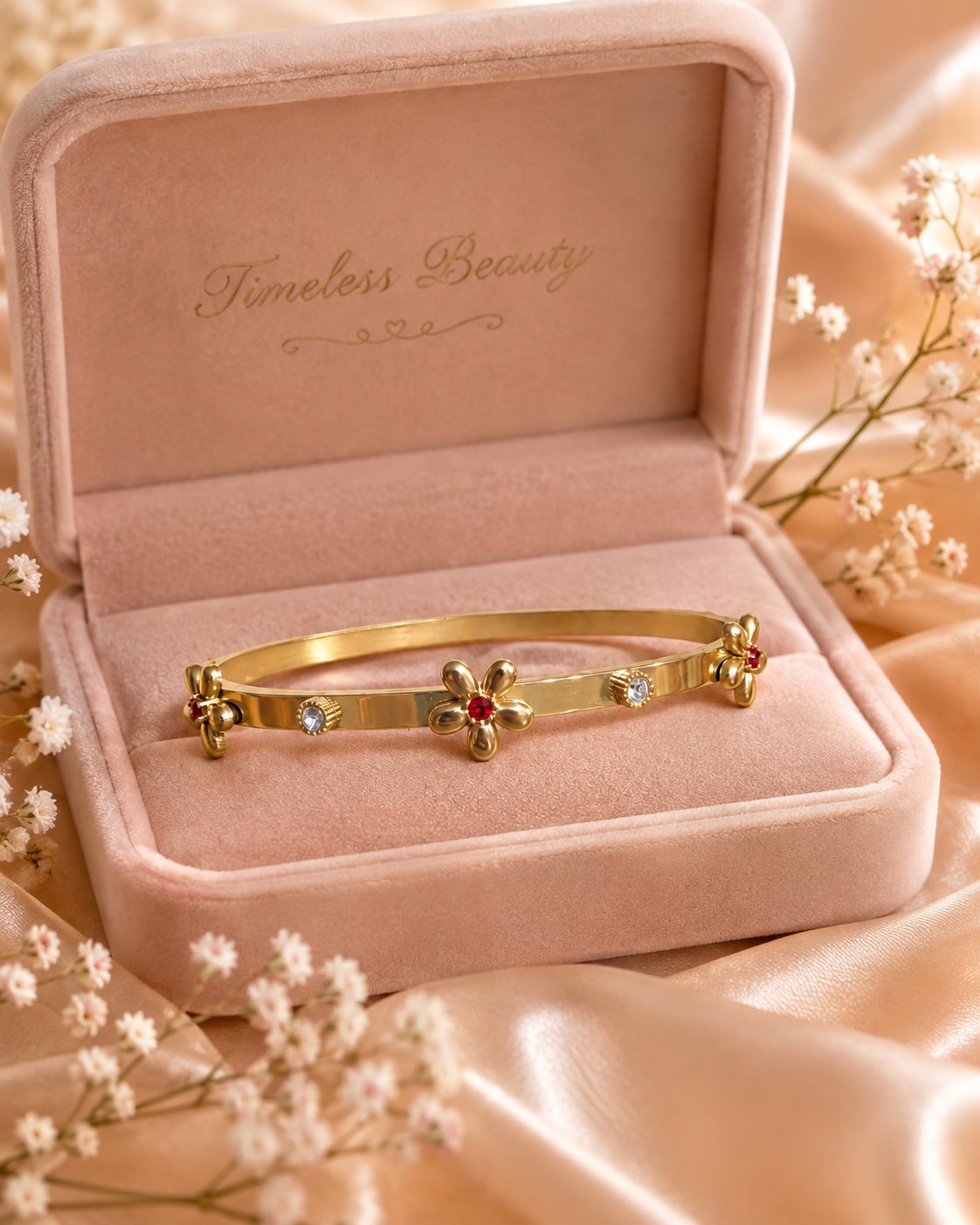 Ruby Bloom Floral Bangle