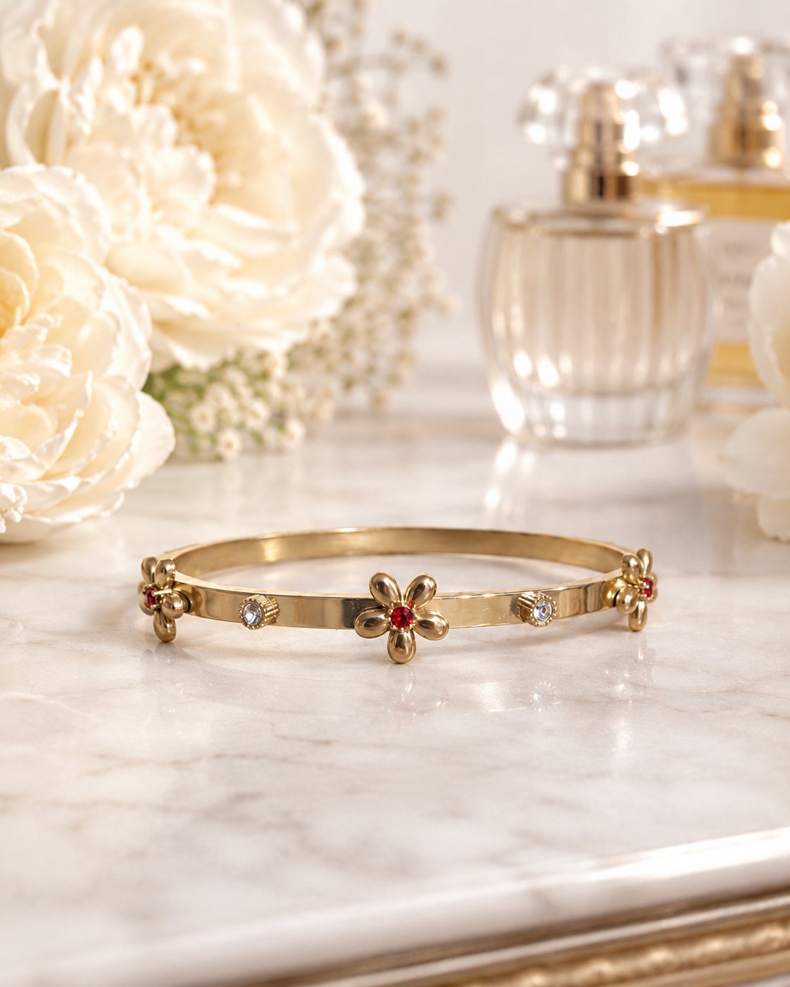 Ruby Bloom Floral Bangle