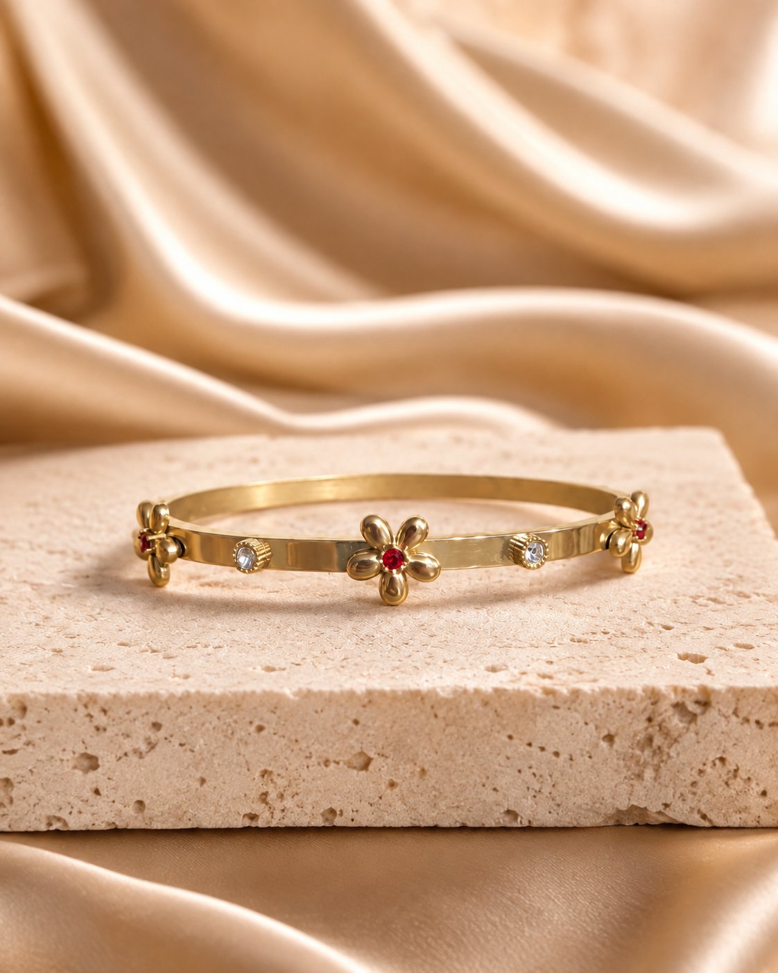 Ruby Bloom Floral Bangle