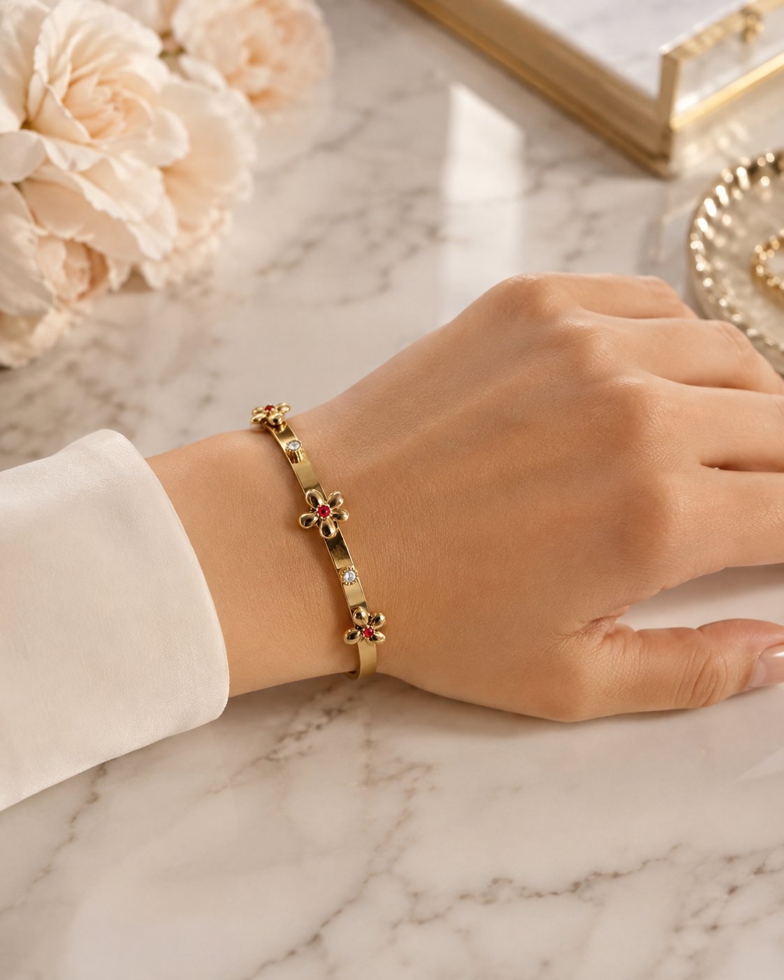 Ruby Bloom Floral Bangle