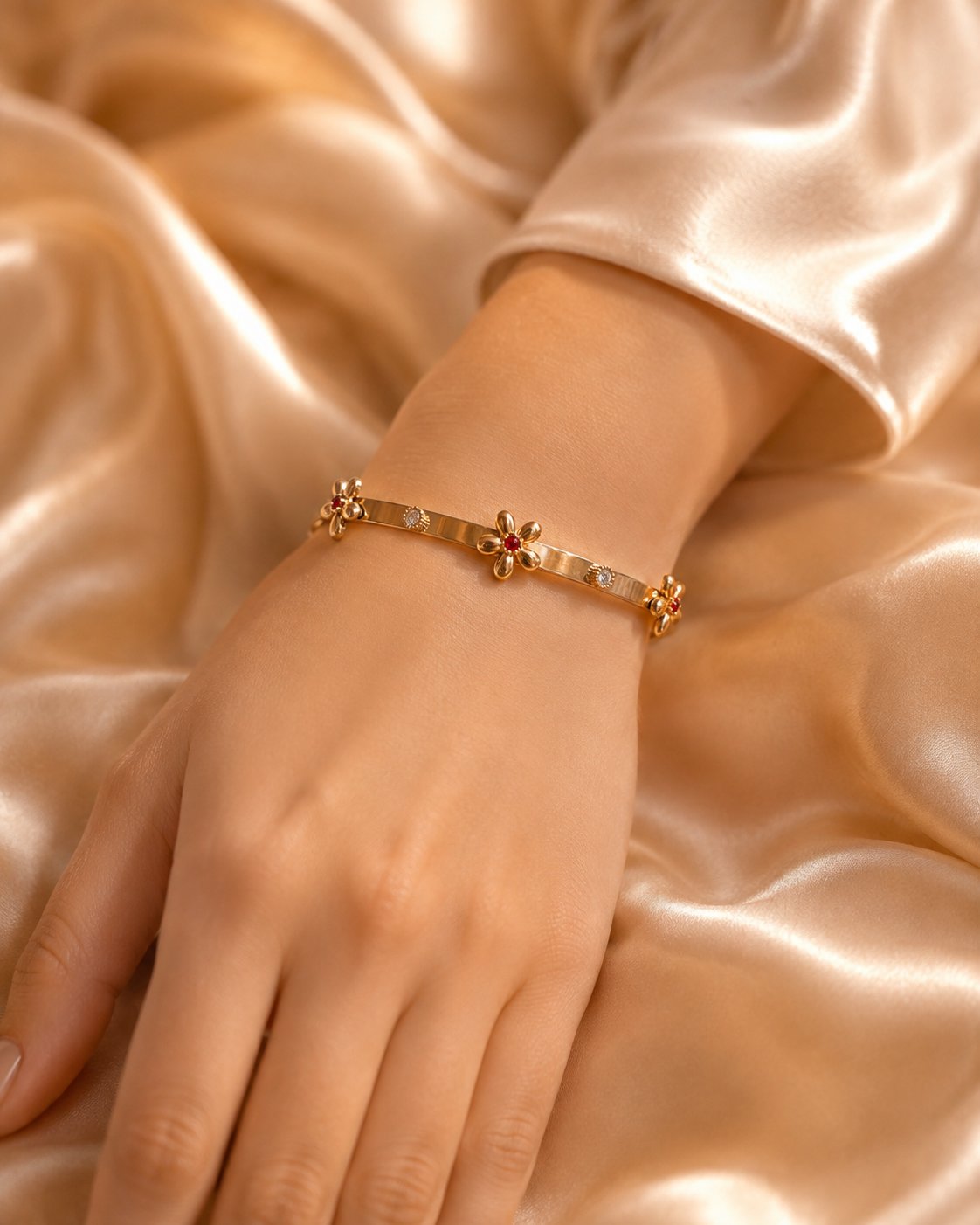Ruby Bloom Floral Bangle