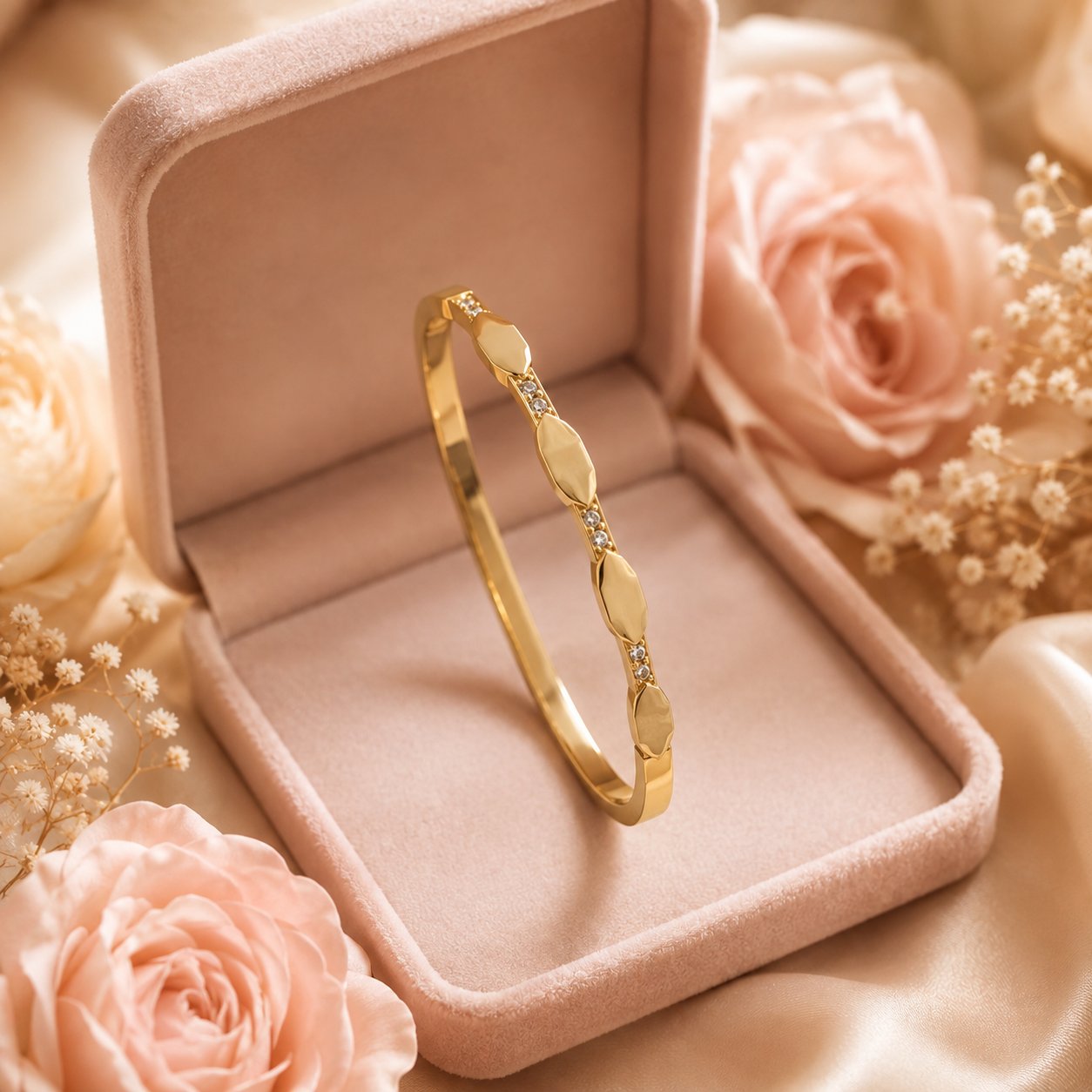 Sculpted Pebble Crystal Bangle