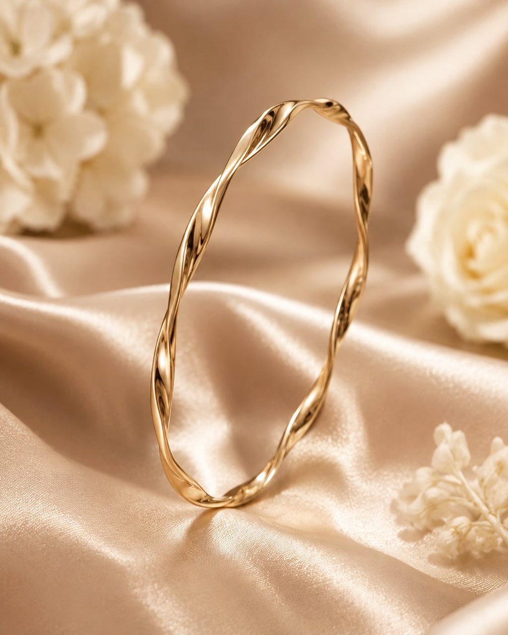 Sculpted Twist Gold Bangle