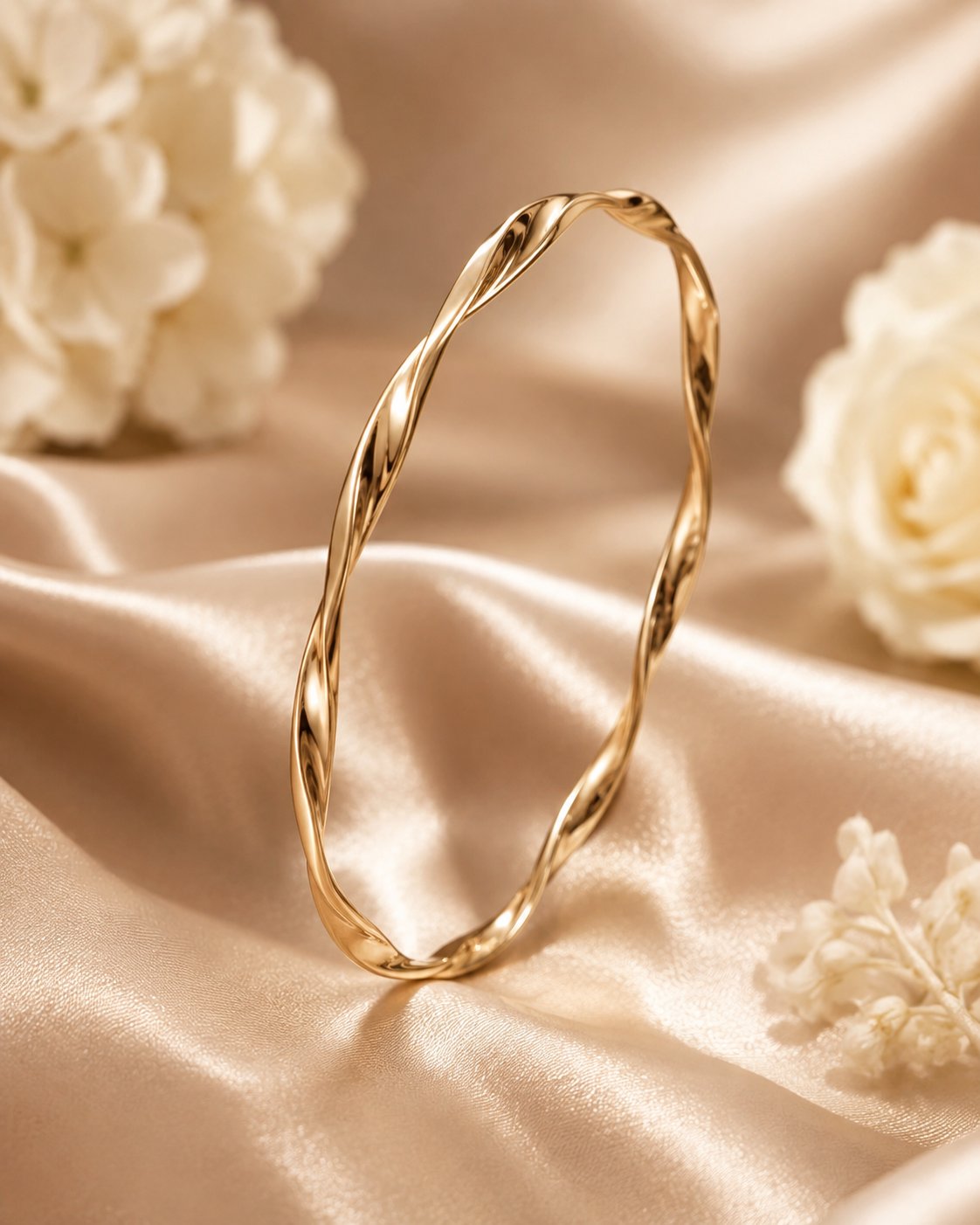 Sculpted Twist Gold Bangle