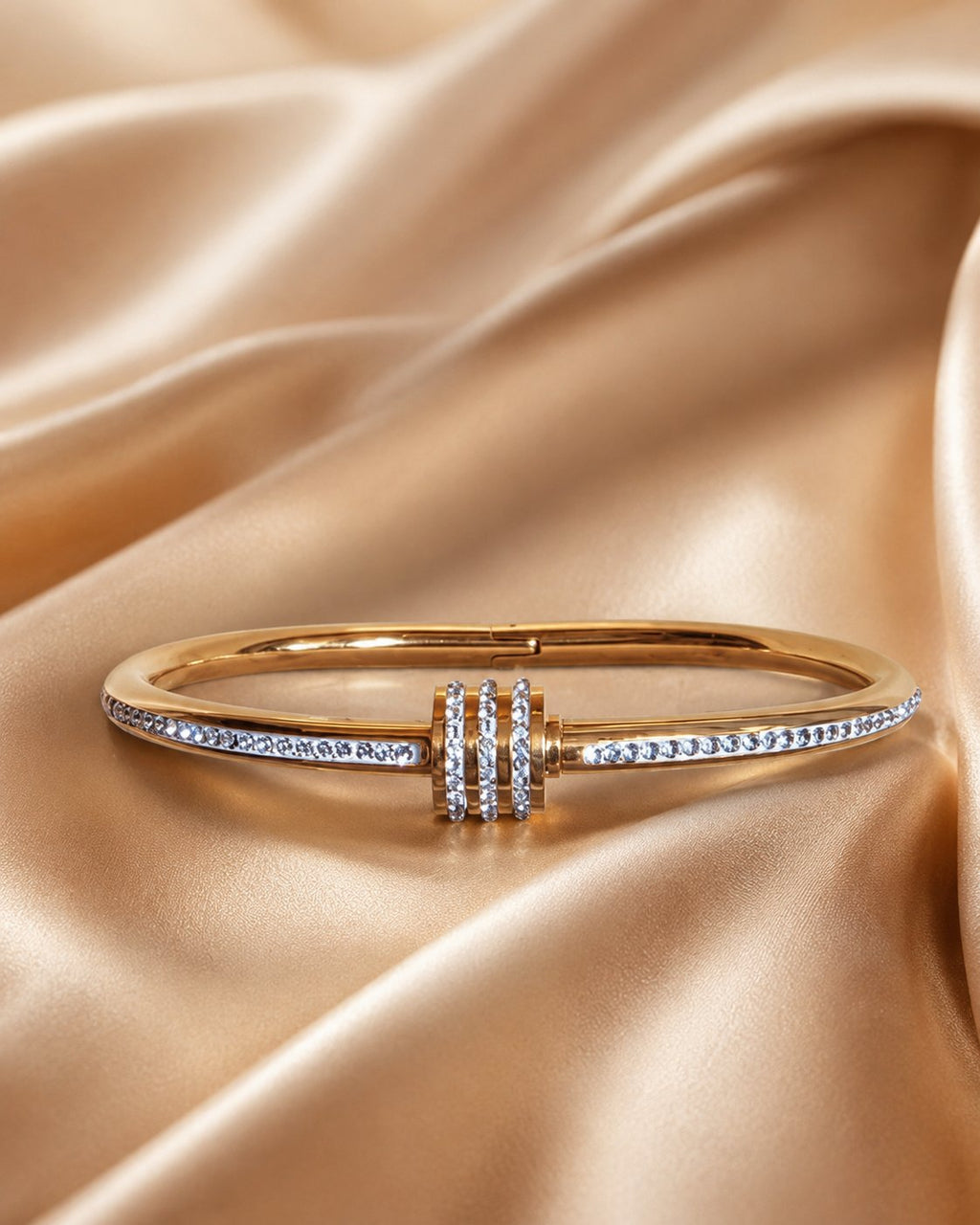 Triple Halo Crystal Bangle
