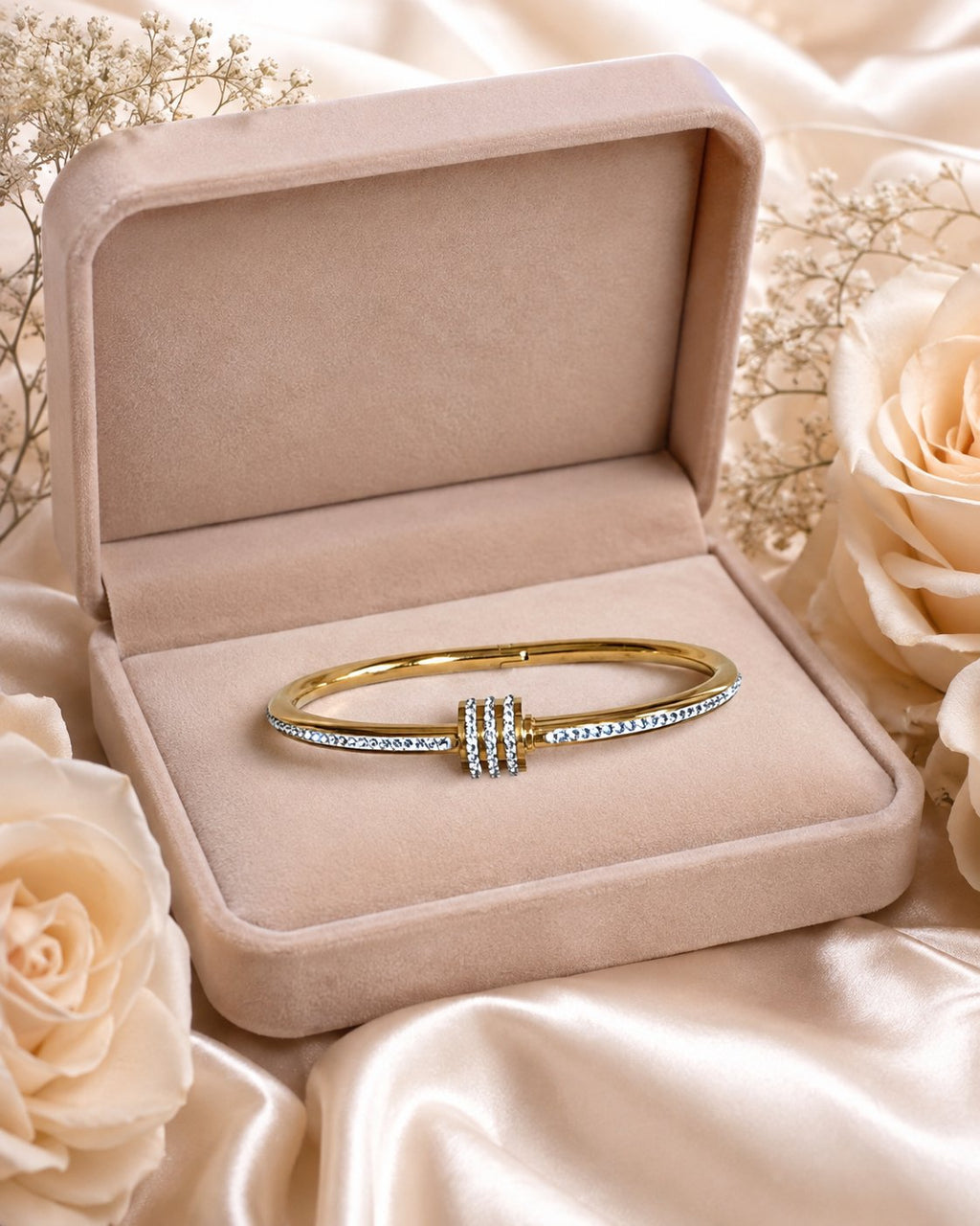 Triple Halo Crystal Bangle