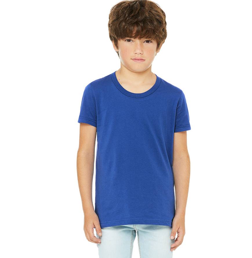 Custom Bella Canvas 3001Y Youth T-Shirt blank garment in True Royal