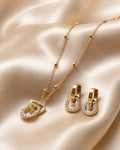 Two-Tone Orbit Crystal Necklace & Earring Set