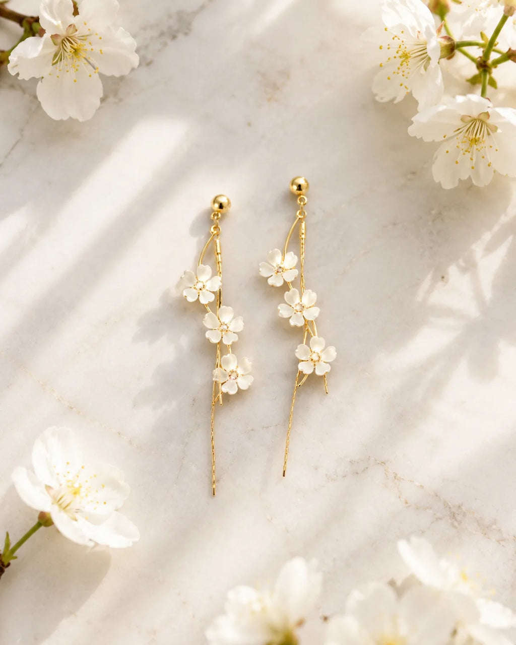 Pearl Daisy Cascade Earrings - image 2