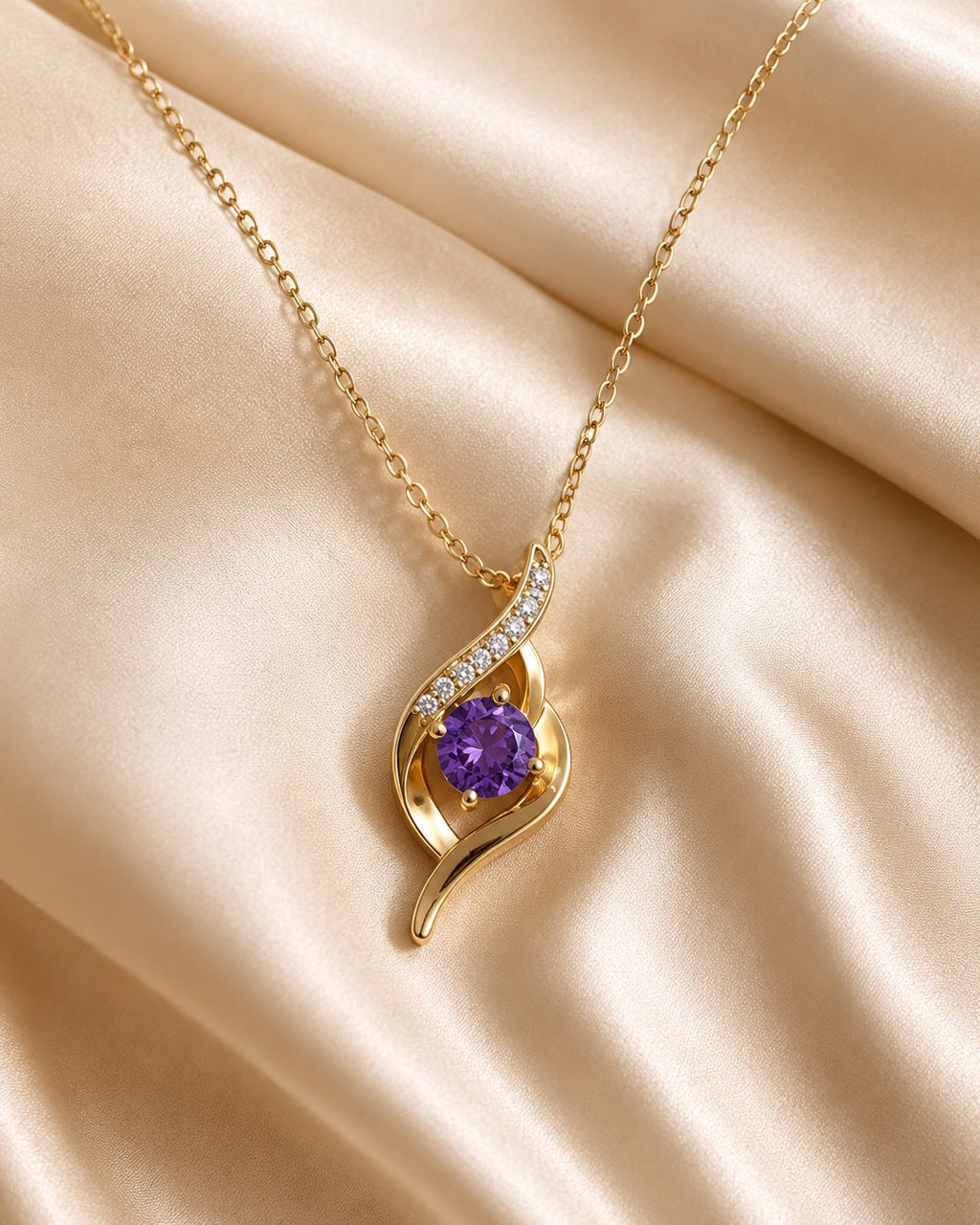 Amethyst Swirl Crystal Pendant Necklace