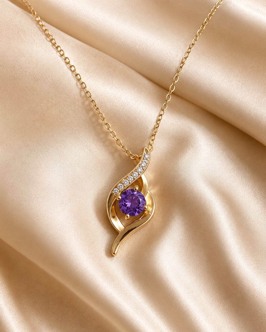 Amethyst Swirl Crystal Pendant Necklace